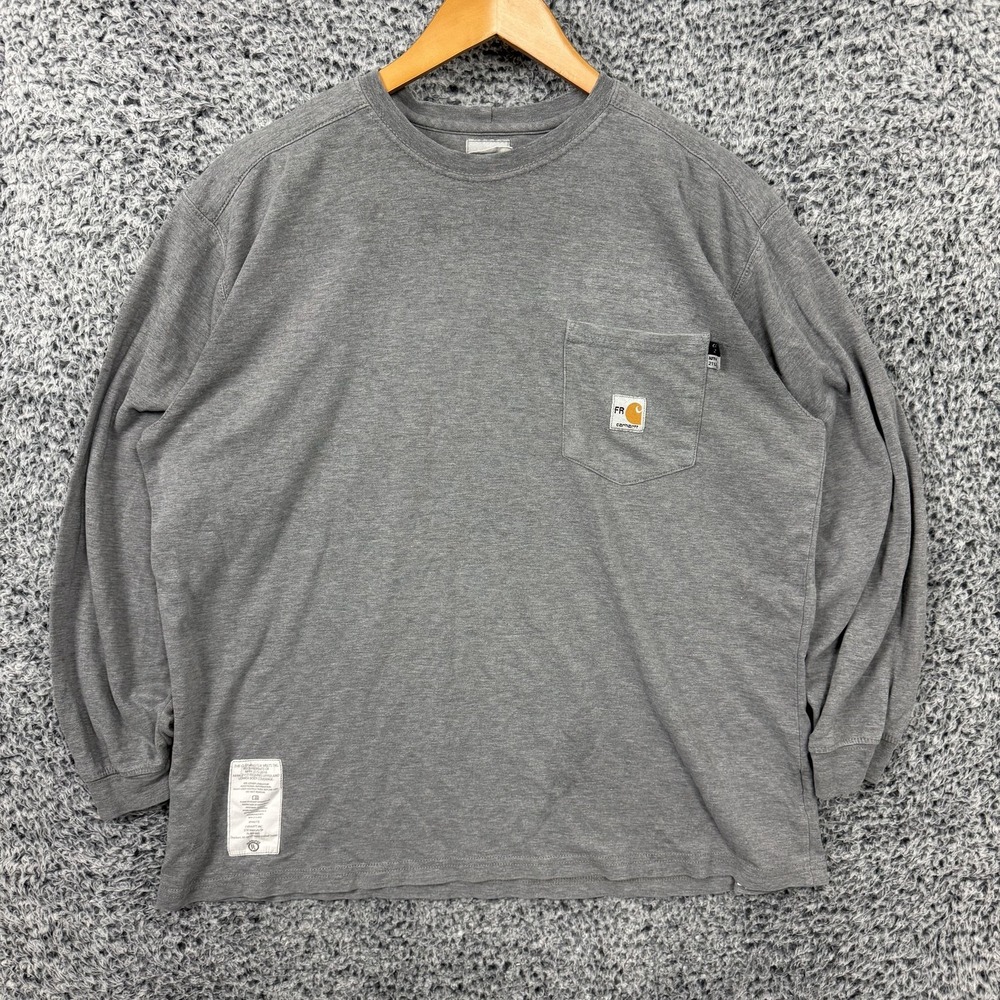 Carhartt FR Shirt Large Gray Flame Resistant Long Sleeve CAT 2 NFPA 2112